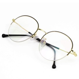 VisionGlobal Bifocal Reading Glasses Blue Light Blocking for Men and Women - Stylish Retro Round Computer Readers (Up+0.50/Down+2.50)