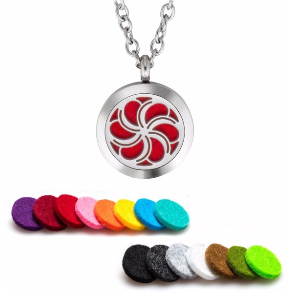 Essential Oil Diffuser Necklace Pendant Stainless Steel Aromatherapy Pin Wheel