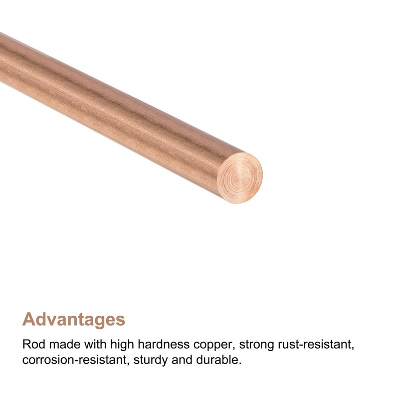 sourcing map 4mm Diameter 250mm Length Solid Copper Round Bar