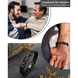 VU100 Ich Liebe Dich Gifts for Men, An Meinen Sohn/Mann/Papa/Bruder Leather Bracelet Men's with Engraving Birthday Christmas Gift for Him Husband Boyfriend Son Valentine's Day Anniversary Gift