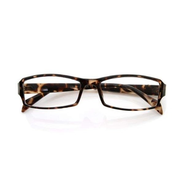 zeroUV Modern Rectangular Basic Frame Clear Lens Fashion Small Frame Glasses (Tortoise)