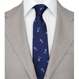 ZENXUS Tennis Racket Tie for Men, Sports and Games Jacquard Designer Necktie, Navy Tie