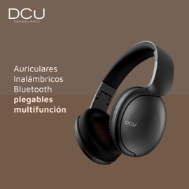 DCU TECNOLOGIC Bluetooth Headphones, Foldable Headphones, Wireless and Wired, Multifunction, 8 Hours Use, Cable Socket, Black