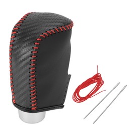 HOPESPANNER Gear Shift Knob Cover for Mazda CX-5 KF CX-8 kg 2017-2021 Anti Slip Black Carbon Fiber Red Faux Leather 1 Pc Stick Shift Handle Protector