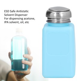 Liquid Dispenser Pump, 200ML Press Type ESD Safety Anti Static Stainless Steel Lid Dispenser Pump Bottle Anti Backflow Small Portable Solvent Dispenser for Acetone, IPA Solvent, Oil(Blue)