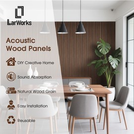 LARWORKS Wood Slat Wall Panels 4 Pack 94.5" x 7.9", Acoustic Wooden Panel for Wall, Soundproof 3D Fluted Panels for Interior Wall Decor, Living Room, Bedroom - Walnut (Cover Approx.21 sq.ft)