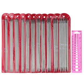 Coopay 55pcs DPN Knitting Needles Set with Knitting Needle Gauge, 2.0mm to 6.5mm, Short Double Pointed Knitting Needles Kit for Beginner & Kids, 20cm Metal Straight Knitting Needles Set Double Ended
