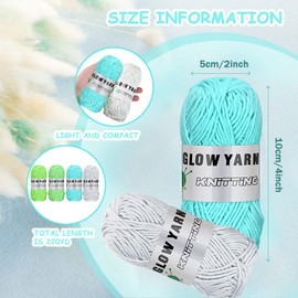 Luminous Hand Knitting Yarn, Crochet Yarn, Baby Yarn, 4 Pieces DIY Fabric Polyester Hand Knitting Luminous Yarn, Glow in the Dark, Scarf, Cardigan for Women, Children (Green)