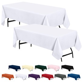 Utopia Kitchen 2 Pack Rectangle Table Cloth [54x78 Inches, White] Stain and Wrinkle Resistant Tablecloth Washable Polyester Cover for Dining, Buffet Parties, Picnic and Weddings