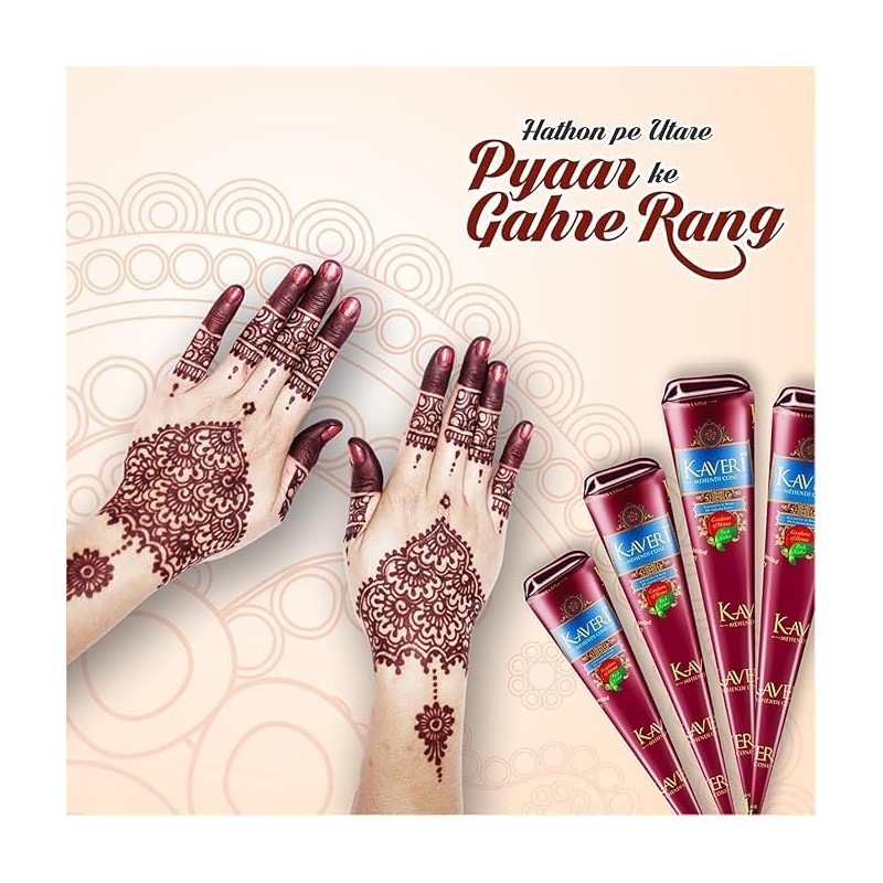 6 x Dark Brown Mehndi All Natural Body Art Organic