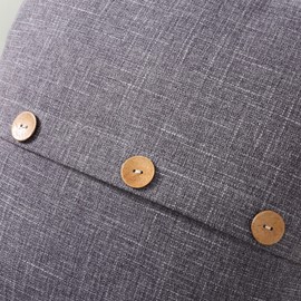 HAUSSY Dark Grey Linen Decorative Throw Pillow Covers 18x18 Inch Set of 2,Square Cushion Case with 3 Vintage Buttons,Modern Farmhouse Home Decor for Couch,Bed