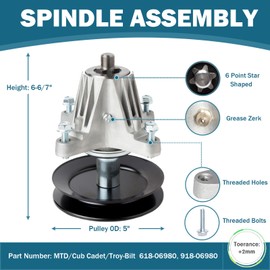 3 Pack 618-06980 918-06980 Spindle Assembly with Pulley for Cub Cadet/MTD/Troy-Bilt 50" Deck S50 XT1-GT50 XT1-ST54 ZT-L50 Mustang Z50 3 Blade 942-05052A Compatible With Cub Cadet MTD 942-05052A