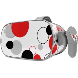 Decal Style Skin Wrap Compatible with Oculus Go Headset - Lots of Dots Red on White (Oculus NOT Included)