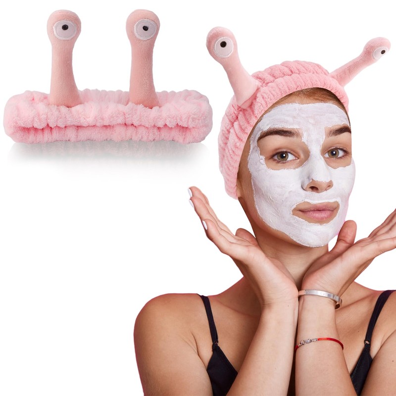 SuPoo Snail Face Wash Headband - Light Pink, Soft Microfiber