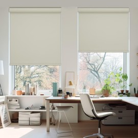 Youngoo Cordless Roller Blinds for Indoor Windows, Blackout Roller Blinds with Valance Cover, Room Darkening Window Shades for Home, Privacy Control Shade, Easy Install，39" W*72" H,Beige