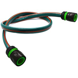 Garden Hose Pipe, Outdoor Tap to Reel Connection Set, Reinforced 4 Layer Non-Toxic 1/2" Hose (Green, 2 m / 6.56 ft + 2 Quick Connectors)