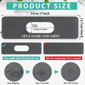 Tioncy 2 Pcs Faucet Mat Sink Splash Guard Oval-hole Oval Splash Pad for Kitchen Sink Oval Base Diatomite Faucet Mat for Bathroom Absorbent Mat Splatter Screens(Dark Gray)