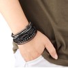Jstyle 17Pcs Braided Leather Bracelet for Men Women Wooden Beaded