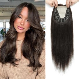 Ms Taj 16 Inch Hair Toppers for Women Real Human Hair – 5x5.5inch Skin Scalp, Natural Look Hairpiece with Clips, Lightweight & Comfortable, Ideal for Daily Wear, Adds Volume & Coverage(2#)