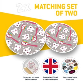 Vinyl Stickers (Set of 2) 10cm - Happy Teeth Toothpaste Dentist Decals for Laptops,Tablets,Luggage,Scrap Booking,Fridges, 12719