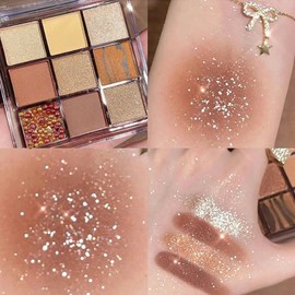 9 Colors Brown Eyeshadow Palette, Matte Shimmer Glitter Eye Shadow Palette Makeup, Nude Naked Neutral Eyeshadow Palette, Dark High Pigment Long Lasting Waterproof Eyeshadow Makeup Pallet, Bronze Color