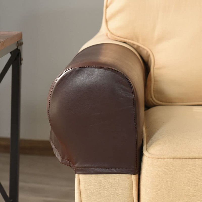vctops Waterproof Faux Pu Leather Armrest Covers Vintage Stretch Arm