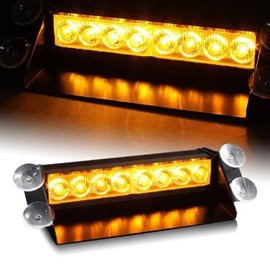 Anzene 9 LED 12W 12V Windshield Warning Light Dashboard Interior Car Truck Emergency Strobe Flash Light (Yellow)