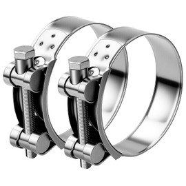 T Bolt Hose Clamps 80-85mm Exhaust Pipe Clamp 2 Pieces Heavy Duty Tube Clamps 304 Stainless Steel Bolt Clip Band Width 24mm for Exhaust Hose Water Pipe Attachment