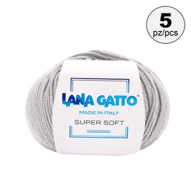 Knitting yarn 100% pure merino new wool extra fine, line super soft by Lana Gatto, made in Italy, high-quality yarn for crochet and hand knitting, 250 g, 625 metres (light grey - 20741, 5)