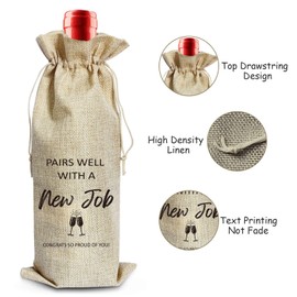 SAHIJE New Job Gifts Wine bag for Women Men, Promotion Gifts for Women, Farewell Gifts for Coworkers, Coworker Leaving Gift Woman, Congratulations Gift for Her Him (New Job)