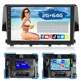 Inefala 2+64G Radio for Honda Civic LX EX Sport Hatchback 2016-2021 Car Stereo CarPlay Android 15 9'' Touch Screen Android Auto, AHD Backup Camera, Bluetooth, GPS