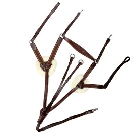 Exion 5-Point Horse Breastplate with Running Martingale | Real Sheepskin Linned | Oak Brown Elastic | Vegetable-Tanned Leather