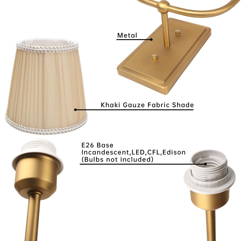 JIMUBEAM Vintage Brass 2-Lights Wall Sconce Lighting with Fabric Shades
