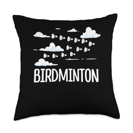 Birdminton Graphic Badminton Player Shuttlecock Sports Smash Throw Pillow