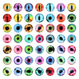 PATIKIL 16mm Dragon Eyes, 100 Pcs Round Glass Eyes Animals Crochet Eyes for Clay Doll Making Craft DIY Findings Jewelry Making, Multicolored