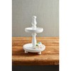 Mud Pie White Small Tiered Server, 12" x 8" dia