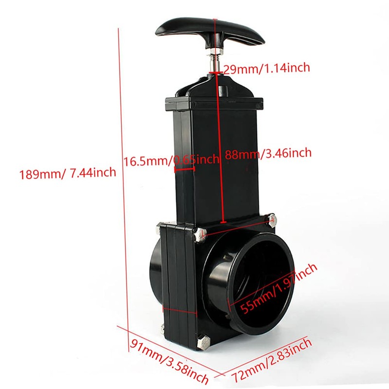 For Outdoor Accessories black Dump Waste Sewer ABS Valve 50mm/1.97inch