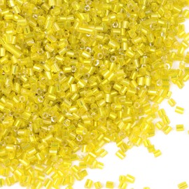 Yholin 6000pcs Bugle Beads, Yellow Embroidery Tube Beads for Jewelry Making, Small Short Beads for Craft DIY Bracelet Necklaces Supplies, 3x2mm