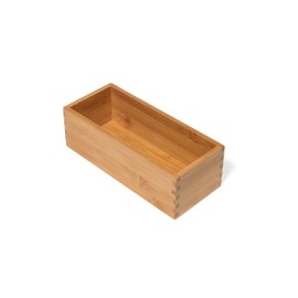 Lipper International Bamboo Utensil Holder Storage Box for Cooking Tools, Makeup, or Office Supplies, 4" x 9 1/4" x 3"