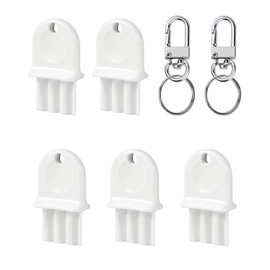 WEYICHUANG Paper Towel Dispenser Key, 5 Pack Universal Dispenser Key,Universal Waffle Toilet Paper Dispenser Key +2 Pack Keychain(White)