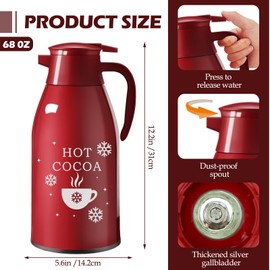 LemonRoad 1 Pcs 68 oz Hot Chocolate Drink Dispenser Red Cocoa Drink Dispenser for Keeping Christmas Hot Cocoa Bar Supplies for Chocolate Party Favors Supplies