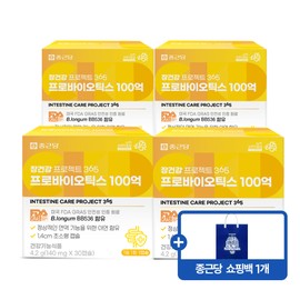 Chong Kun Dang Gut Health Project 365 Probiotics 10 Billion Lactobacillus 30 Capsules, 4 / 종근당 장건강프로젝트365 프로바이오틱스 100억유산균 30캡슐, 4개