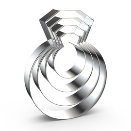 Diamond Engagement Wedding Ring Cookie Cutter Set for Baking, 5/4/3/2 inch, 4 Piece, Stainless Steel