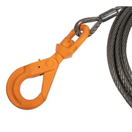 Mytee Products Wire Rope Steel Core Winch Cable 3/8" x 50' Swivel Hook 14,400 lbs Breaking Strength Replaces B/A 4-38PS50LH