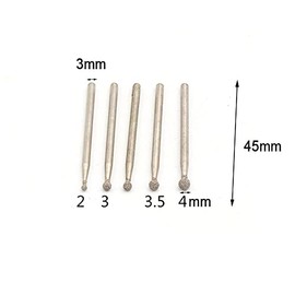 10 x Round Tip Diamond Burr 3mm Shank 150 Grit Rotary Burr for Glass Ceramic Metal Stone