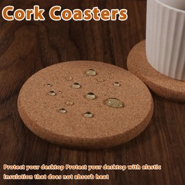 2PCS Cork Coasters for Drinks, Thickening Absorbent Heat Resistant Tea or Coffee Coaster for Drink Cup and Reusable Double Layers Cork Plant Coasters Mats