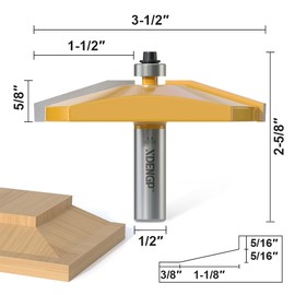 XDENGP Bevel Raised Panel Router Bits 1/2 Shank for Cabinet Door, 3-1/2-Inch Diameter, Shaker Raised Cabinet Door Making Frame Panel Design Router bits Use with Rail and Stile Moulding Router bit