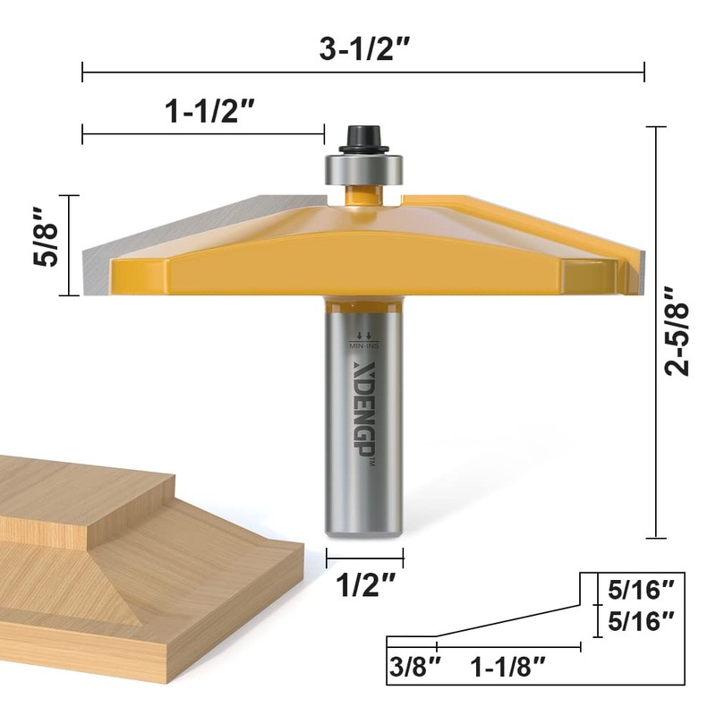 XDENGP Bevel Raised Panel Router Bits 1/2 Shank for Cabinet
