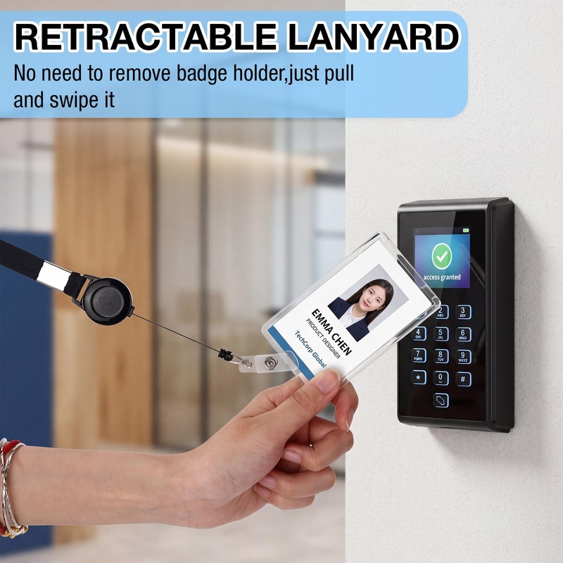 Geyoga 20 Pack Acrylic ID Badge Holders with Retractable Lanyards