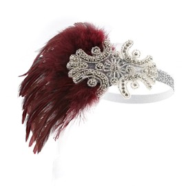 ZeroShop 1920s Accessories Headband Earrings Necklace Gloves Holder (Medium, M36)